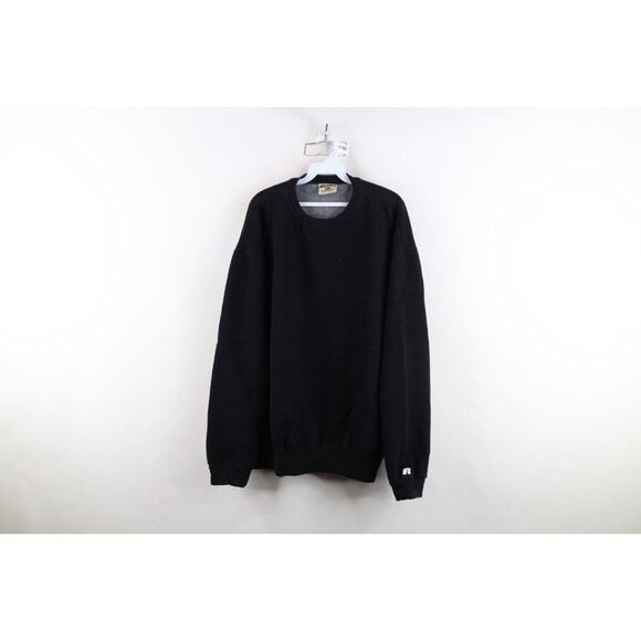 Vintage 90s Y2K Russell Athletic Mens 2XLT Faded Blank Crewneck Sweatshirt Black - Picture 1 of 16